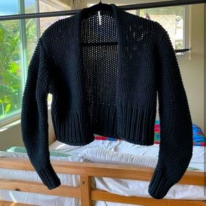 Free People Cotton wide-knit cropped sweater